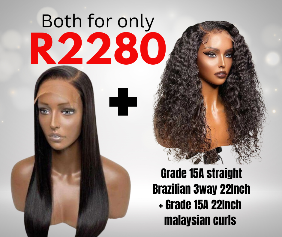 3way 22Inch malaysian + 3way 22Inch straight Brazilian