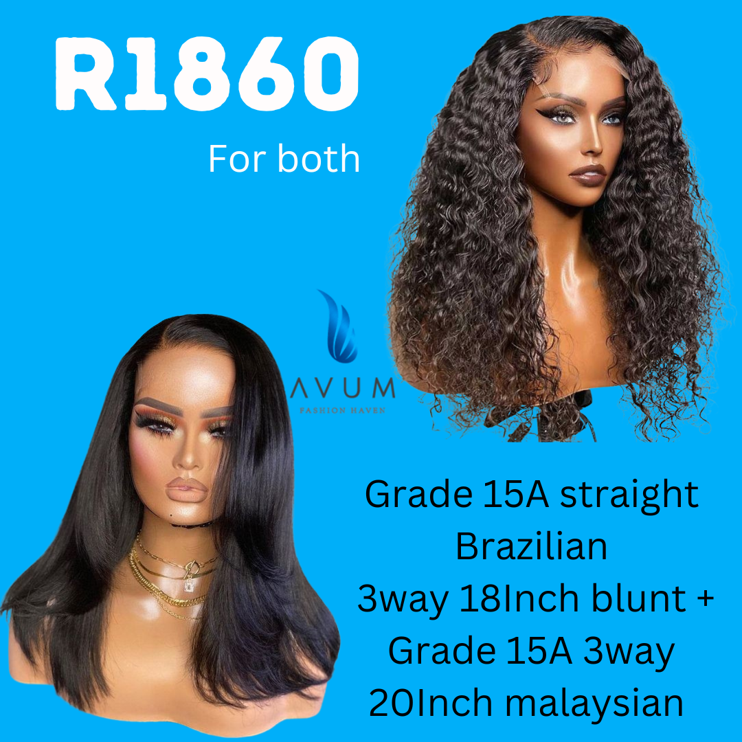 3way 20 Inch malaysian +3way 18Inch straight blunt