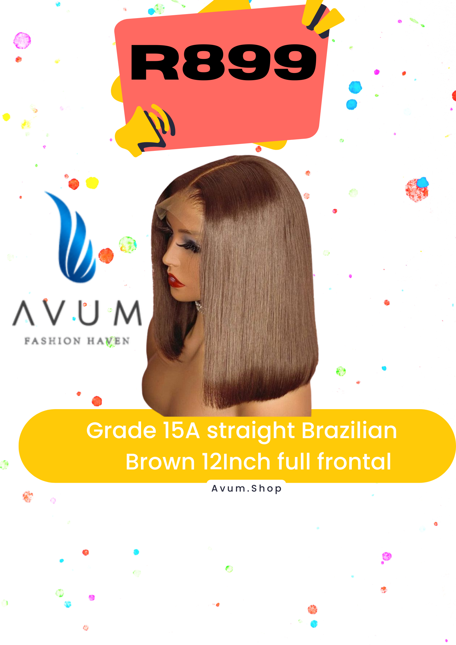 Straight brown 12Inch full frontal