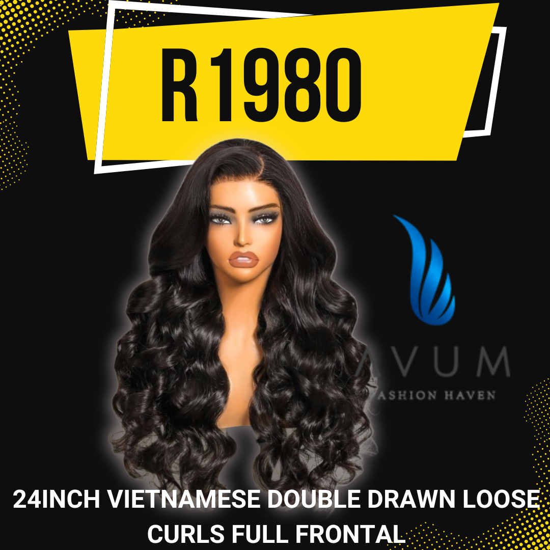 Double drawn 24inch full frontal loose curls