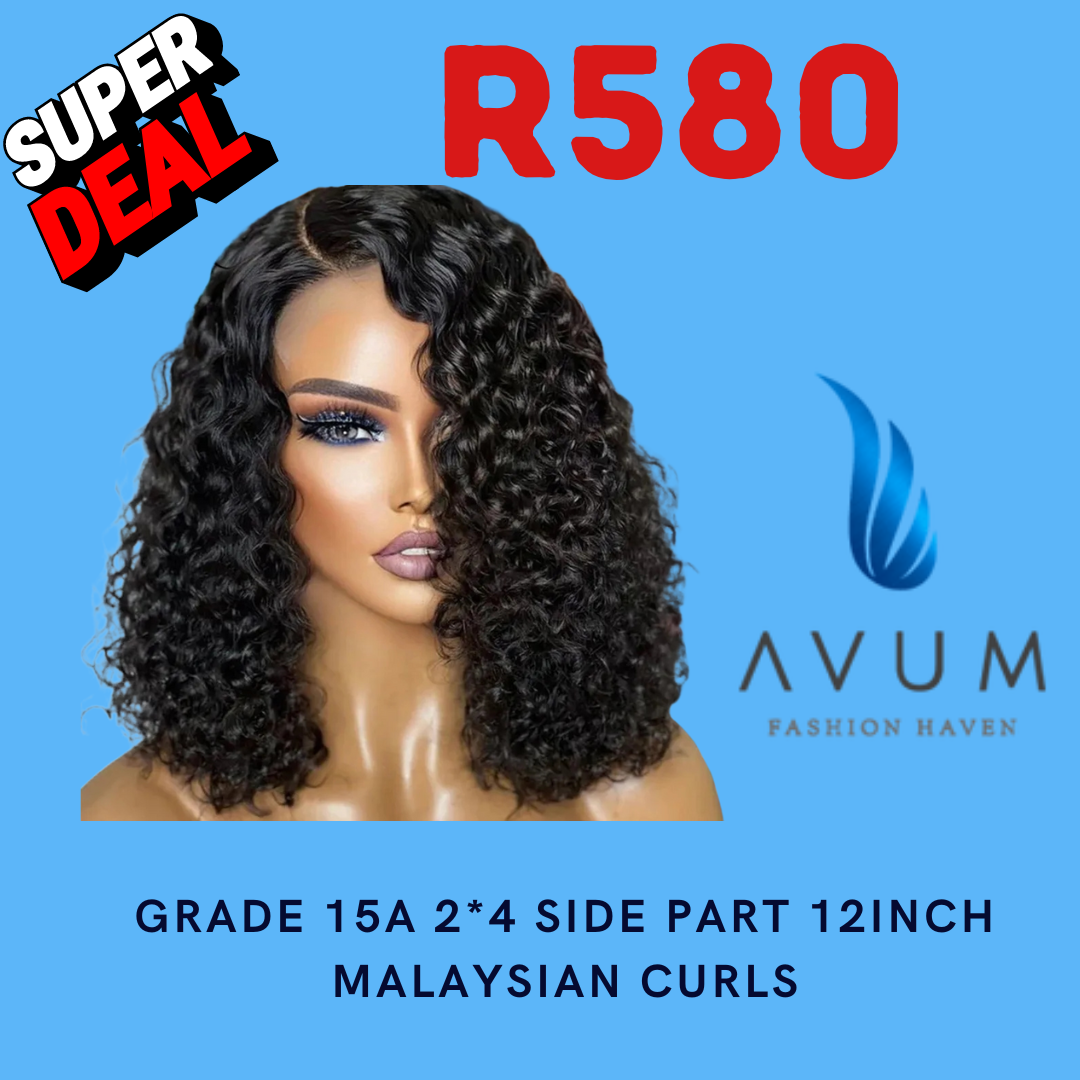 Side part 12Inch Malaysian curls