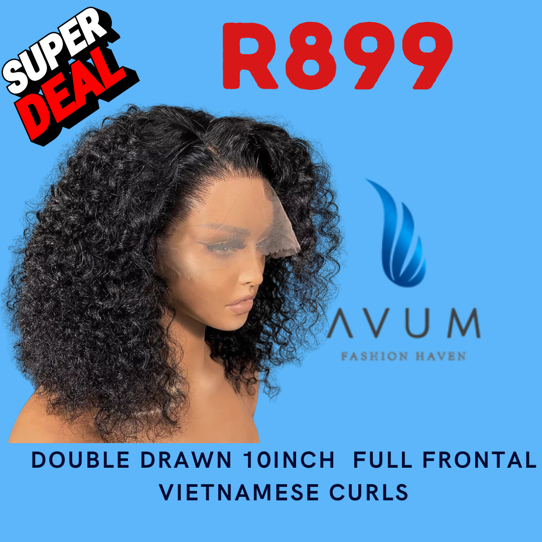 Double drawn 10inch full frontal curls