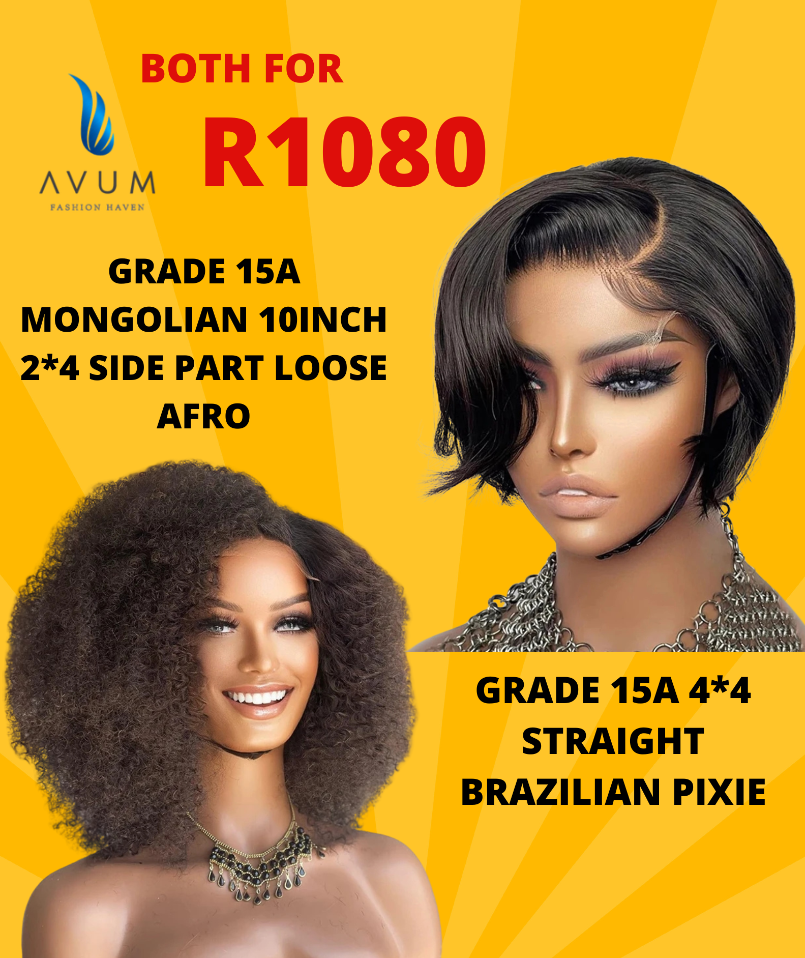 4*4 pixie + Side part Mongolian loose afro